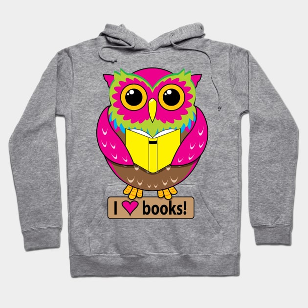 Owl: I Love Books Hoodie by Buffyandrews